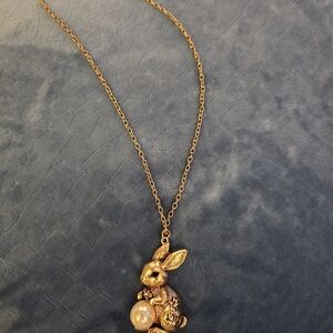 Gold Bunny Pendant Necklace